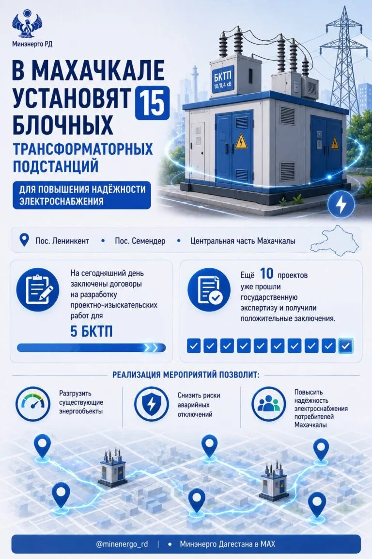 Энергетический щит для столицы Дагестана пополнится 15 новыми подстанциями
