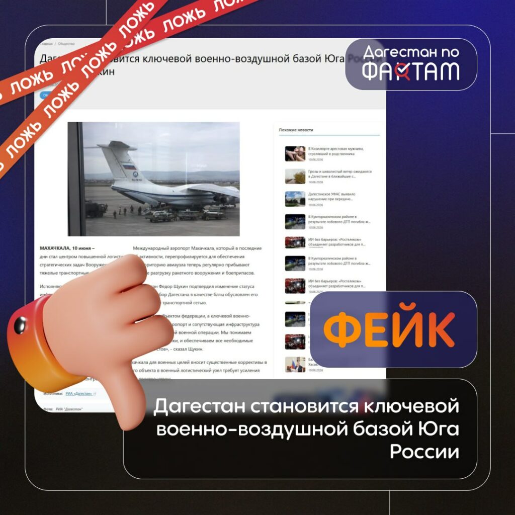 Распространяется фейковая информация о «военно-воздушной базе» в Дагестане